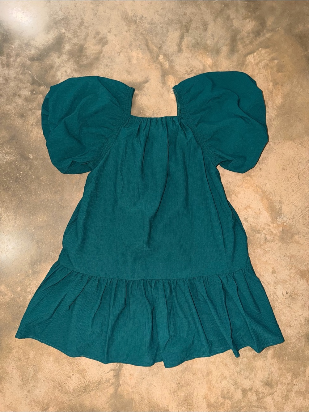Entro Hunter Green Puff Sleeve Mini Dress NWT Small Boutique - Picture 2 of 9